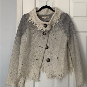 Cropped wool jacket, ombré.